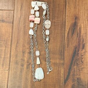 Chico's Silver and Pink Multi-Stone Necklace